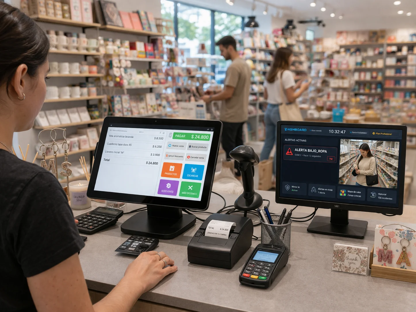 Operador monitoreando con Veexion en retail